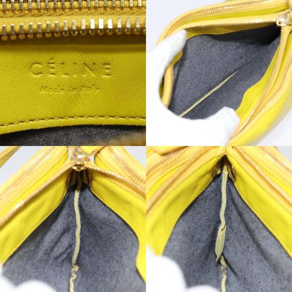 CELINE Trio Large Shoulder Bag Leather Yellow Gold - Picture 12 of 13
